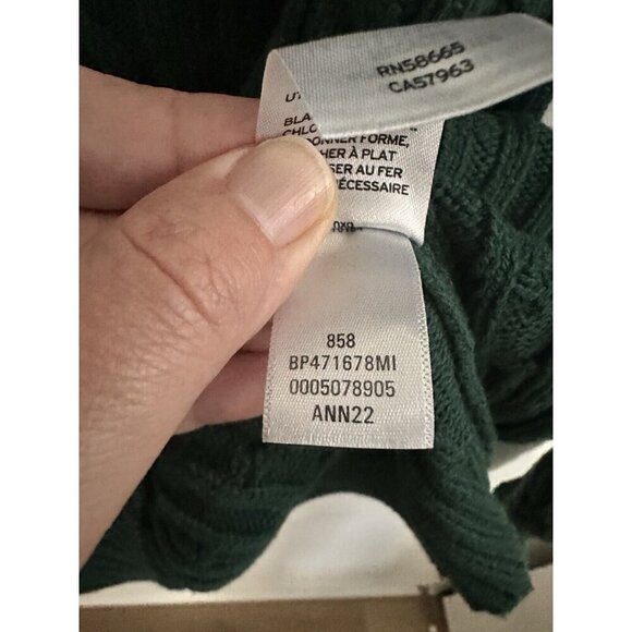 BP Womens Cable-Knit V-neck Sweater‎ Size M Emerald Green Cotton Blend Cottage - Picture 4 of 8